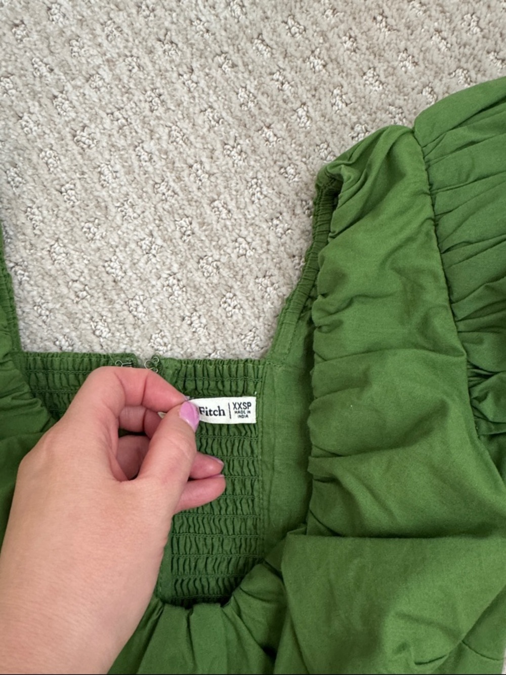 Abercrombie & Fitch Green Puff Sleeve Midi Dress - Picture 2 of 2